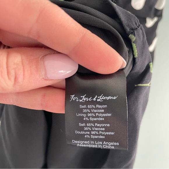 For Love And Lemons Mochi Shirred Mini Dress Black Floral Polka Print NWT XS - Picture 14 of 15